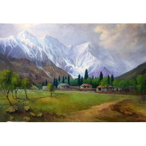 Aurangzib Hanjra, 30 x 40 Inch, Oil on Canvas, Landscape Painting, AC-AZH-021